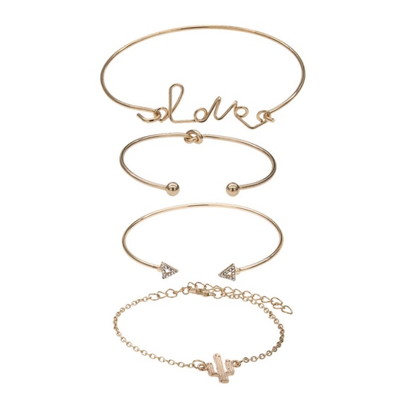 Bracelet Set Love Cactus Arrow Knot 4 Piece  Gold NWOT - Picture 3 of 7